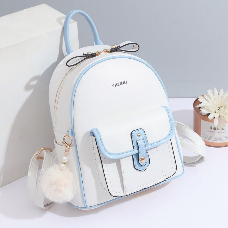 Women Bags White - حقيبة ظهر أنيقة بنسيج أحادي اللون