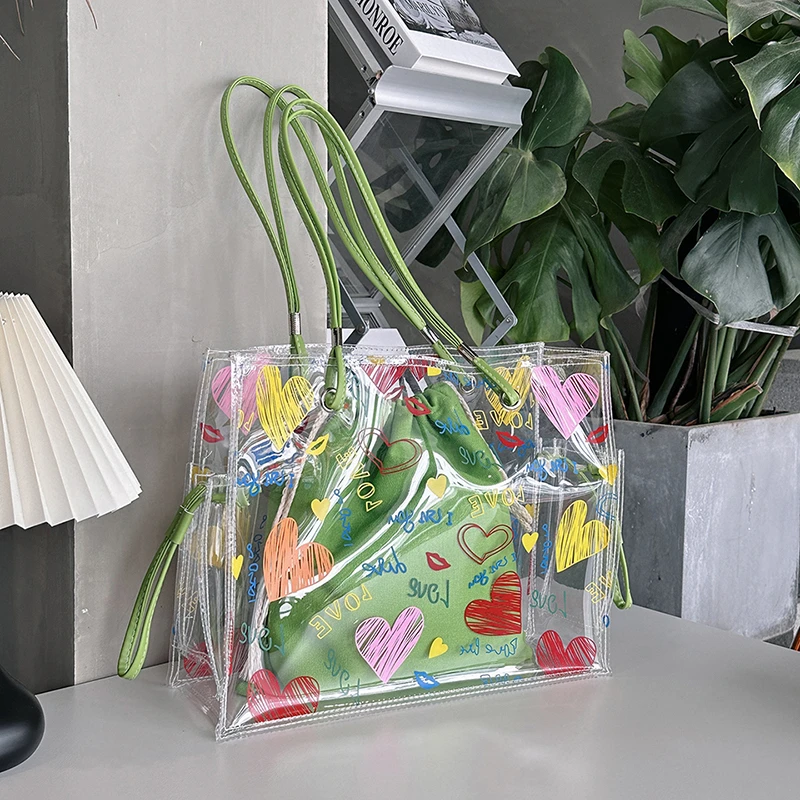 Jelly Bag Clear Pvc - الصيف حقيبة شفافة تصميم المحبة القلب