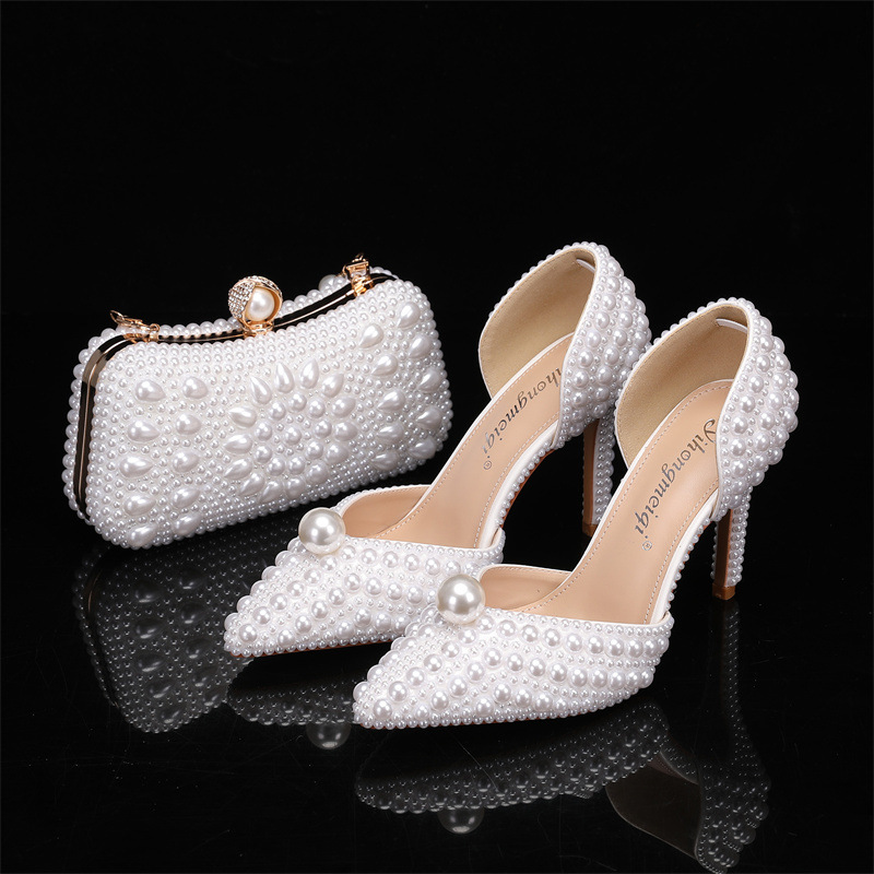 Women Bags White - مجموعة حقيبة وأحذية للنساء أحذية زفاف