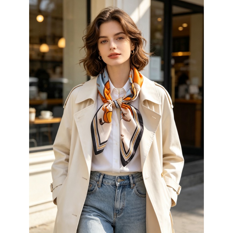 Women'S Bags Holiday - وشاح مربع فاخر من حرير التوت