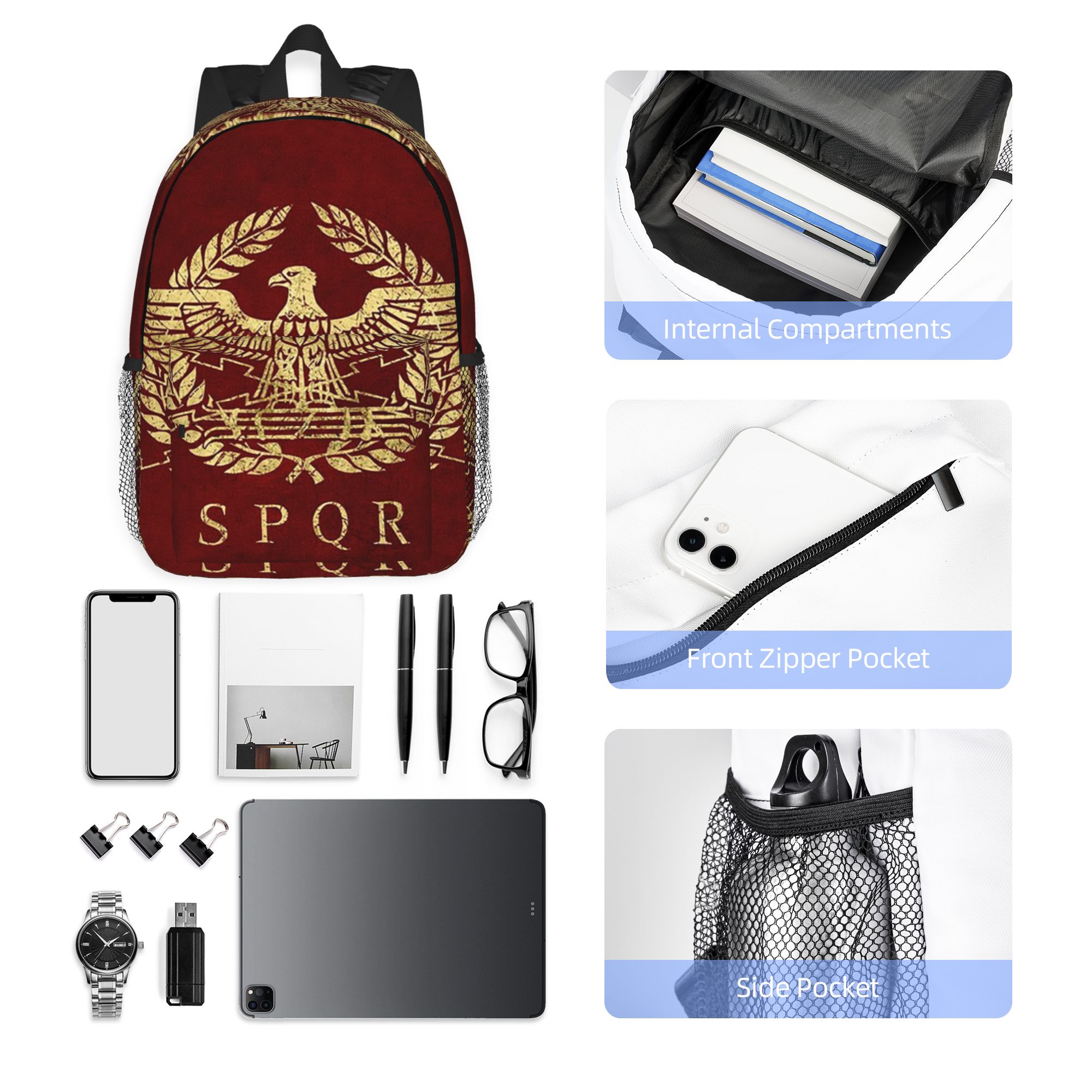 Women Bags Rome - حقيبة ظهر رومانية SPQR روما، حقيبة
