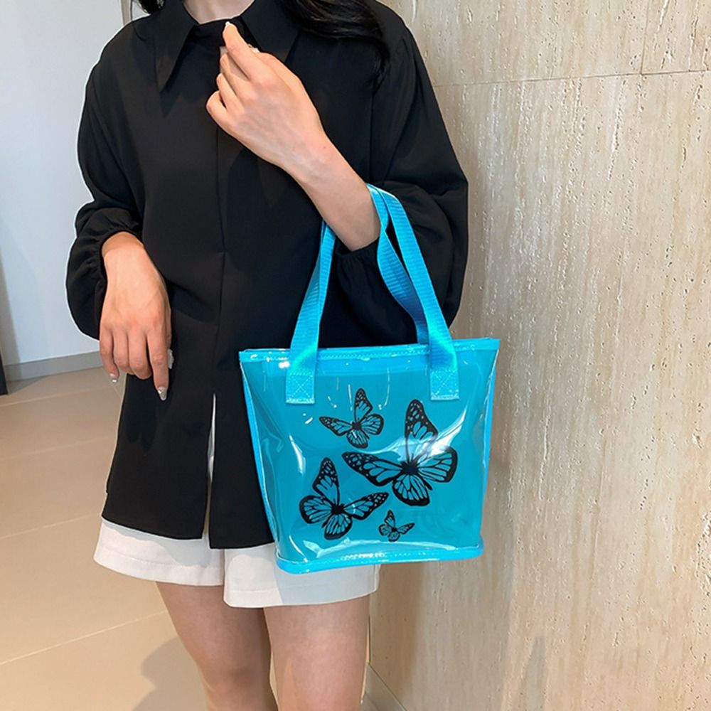 حقيبة كتف شفافة بطباعة الفراشا - مراجعة Jelly Bag Clear Pvc وسعره