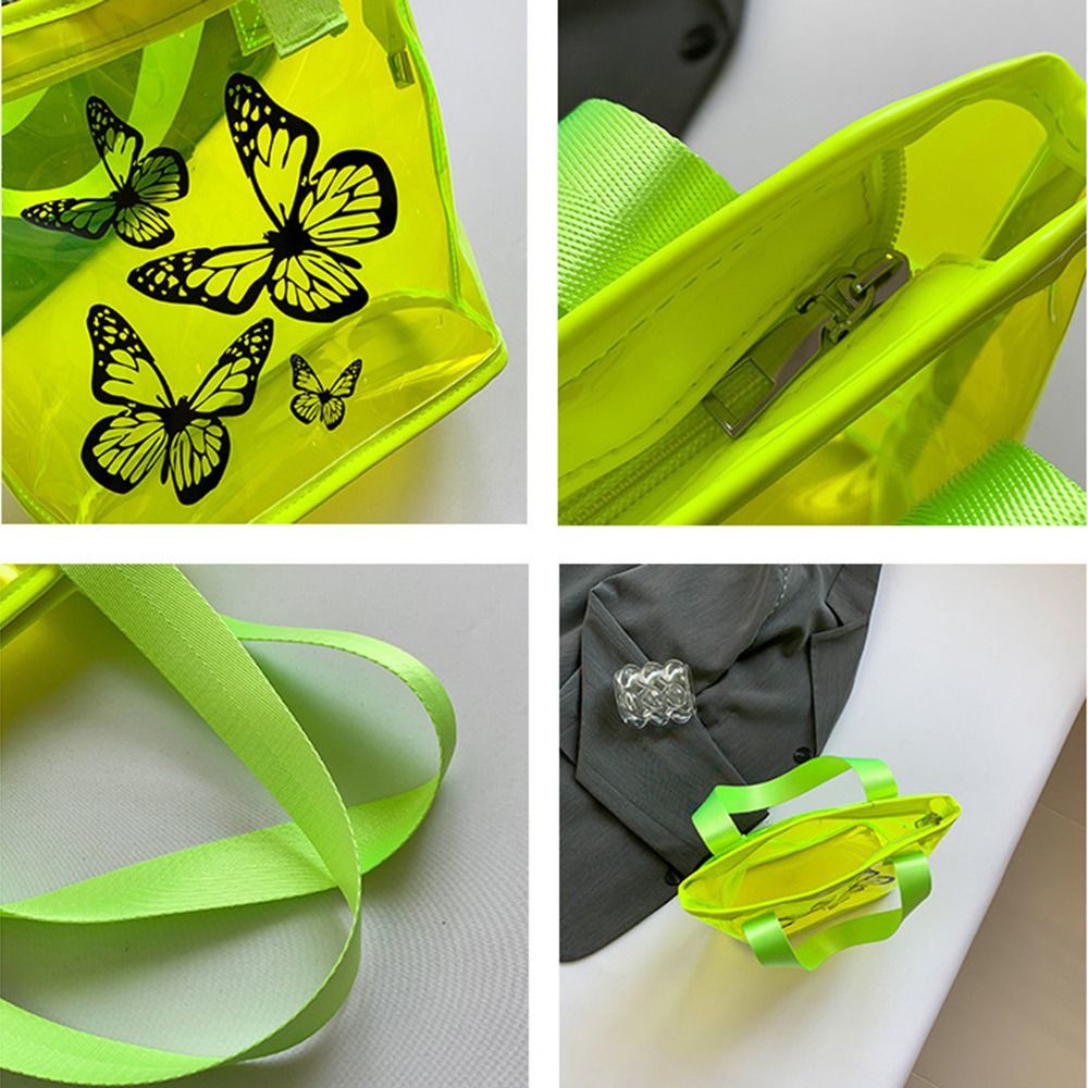 حقيبة كتف شفافة بطباعة الفراشا - مراجعة Jelly Bag Clear Pvc وسعره