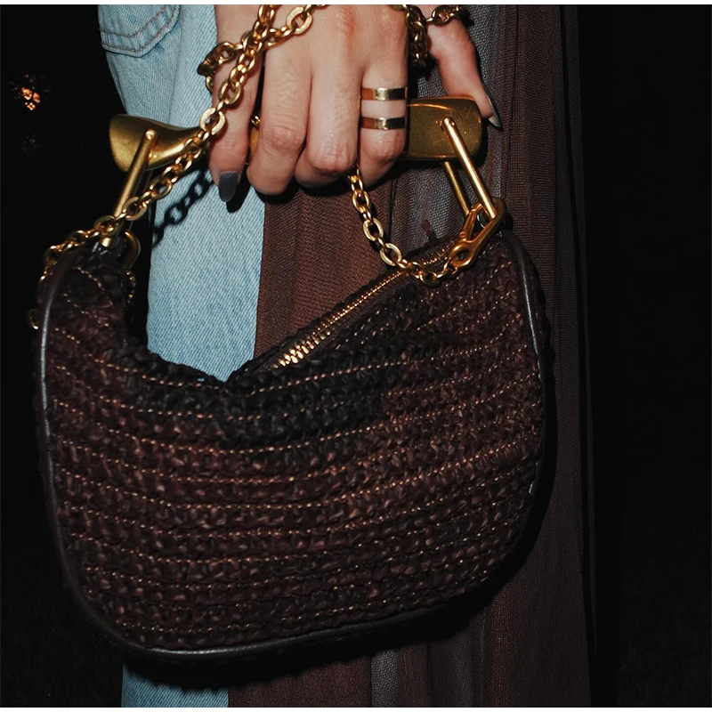 حقيبة يد منسوجة يدويًا بمقبض ذ - مراجعة Women Bags High End Brands وسعره